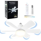 Socket Fan Light with Remote Control,20" Screw in Ceiling Fans with Lights