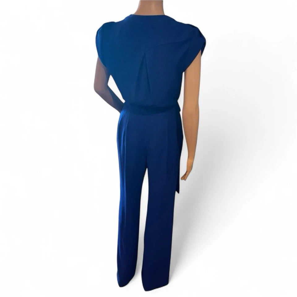 Mono envolvente Diane von Furstenberg talla 0 vibrante azul cobalto pierna ancha con cinturón Foto 4 de 4