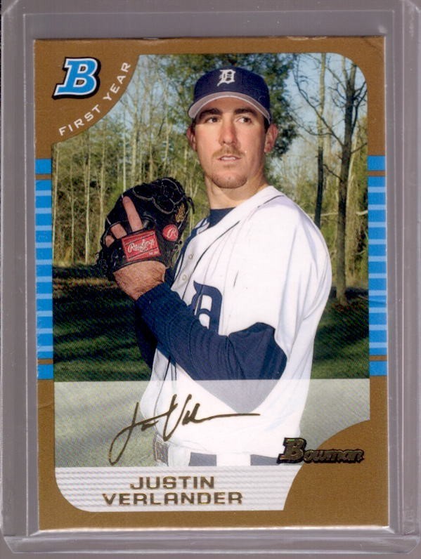 JUSTIN VERLANDER 2005 Bowman #174 Gold Parallel Rookie RC