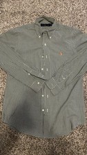 Ralph Lauren Shirt Mens Small Green White Gingham Button Down Long Sleeve Pony