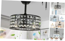 Bladeless Ceiling Fan with Lights and Remote, 18" Caged Industrial Black 2