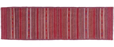 Afghan Kelim Soumakh Ghalmuri Teppich 80x300 Handgewebt Läufer Rot Streifen f - Bild 1 von 4