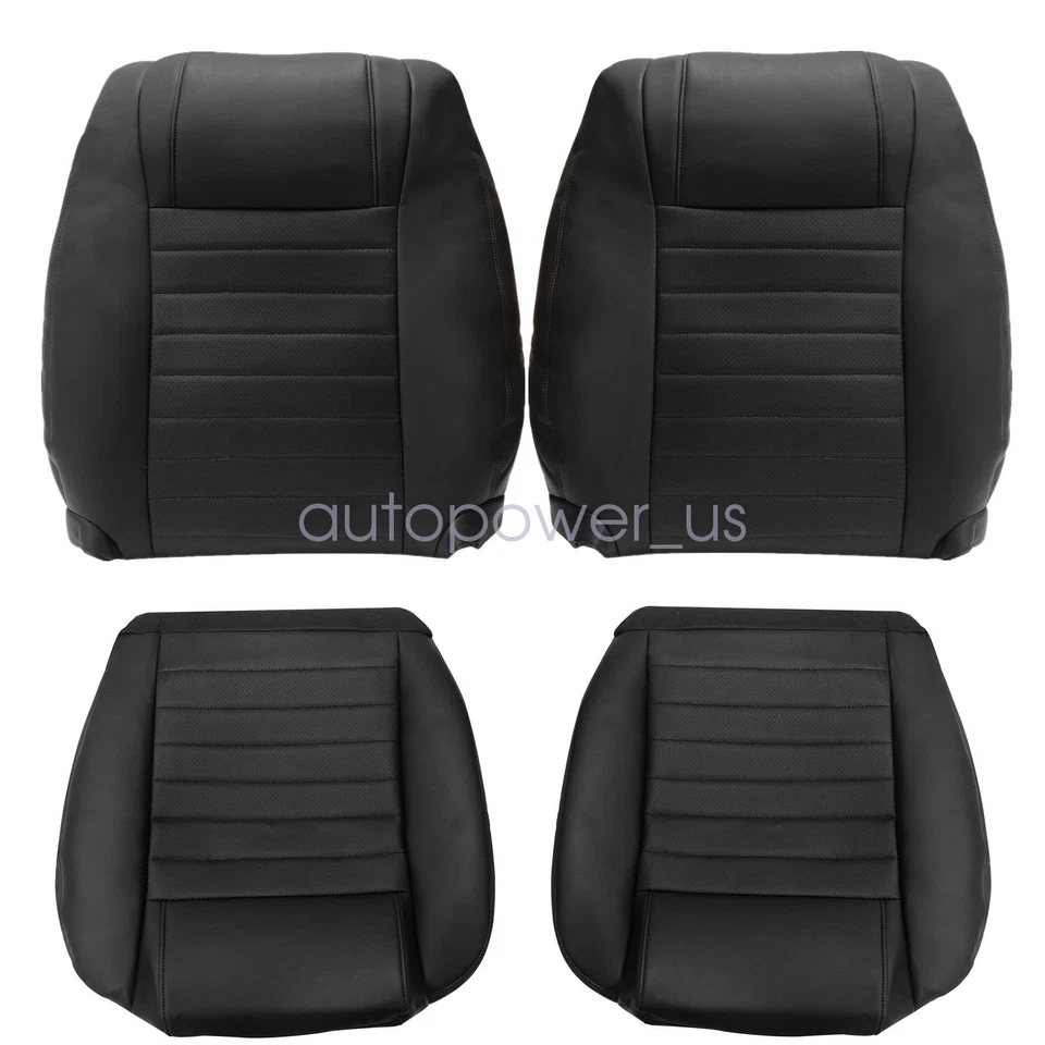For 2005-2009 Ford Mustang GT Both Side Bottom & Top Seat Cover Leather Black Foto 4 de 4