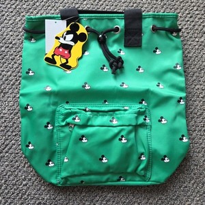 Disney Forever 21 Mickey Mouse Backpack Green Bag Women's Kids Drawstring