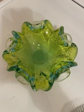 Vintage Mid-Century Modern Hand Blown Murano Venetian Glass Bowl- 2 tone