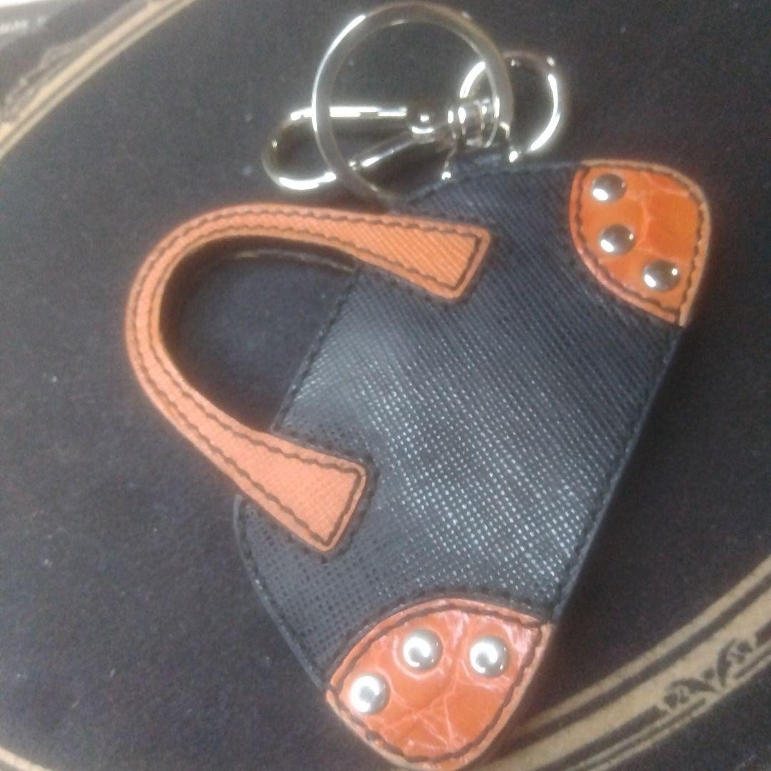 Prada Black Orange Mini Bag Motif Keychain Beautiful rare | eBay