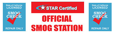 3ftx10ft Star Certified Smog Check Repair Only Vinyl Banner - Smog Check Flag