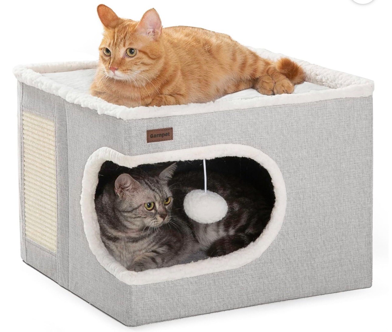 Cat Bed for Indoor Cats Cube House, Covered Cat Cave Beds & Furniture with Scrat