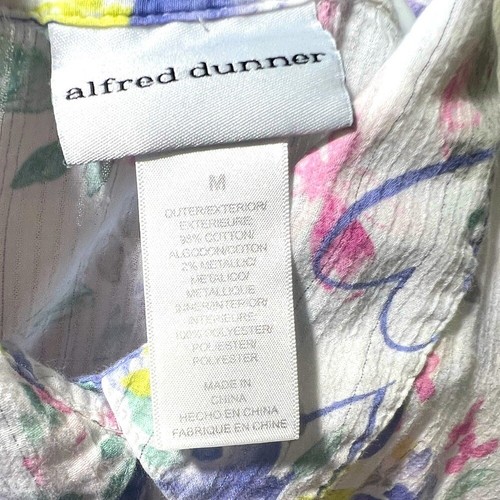 Alfred Dunner Multicolor Floral Blouse Women M Button Up Generous Fit Heart - Picture 3 of 12