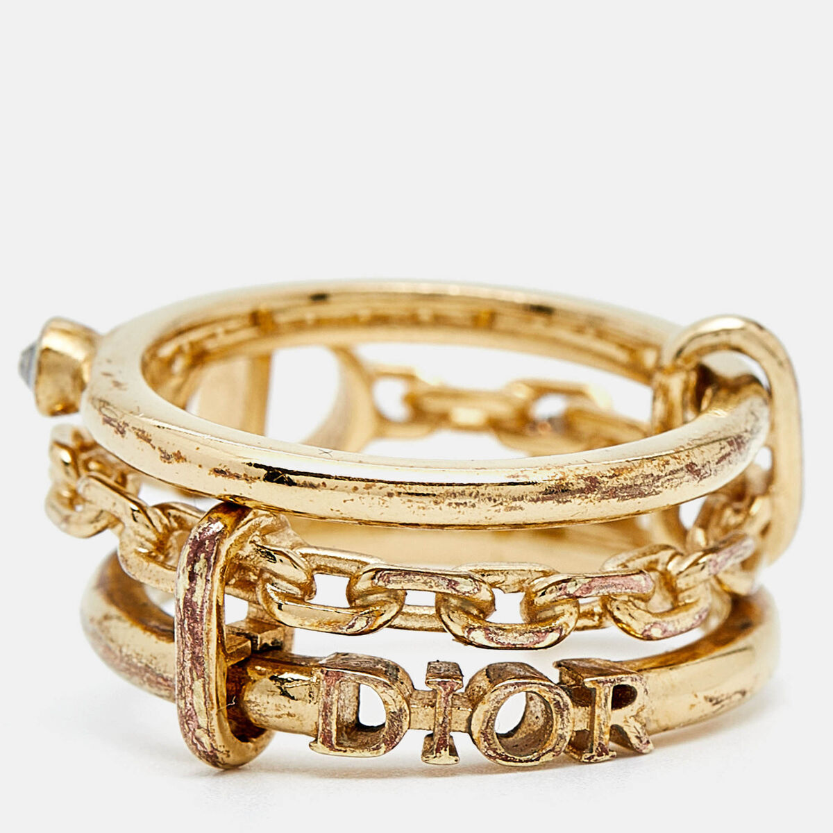Dior CD Crystals Gold Tone Logo Triple Ring Size 54 | eBay Dior CD Crystals Gold Tone Logo Triple Ring Size 54 | eBay