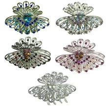 Set of 5 JCGY Hair Claws Metal Jaw Clips Antique Silver Trim NF86480-1-5