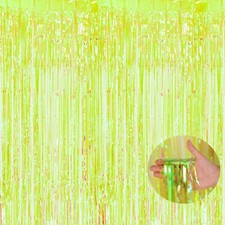 Iridescent Foil Fringe Backdrops 2 Pack 3.2x6.5ft Tinsel Curtains for Parties