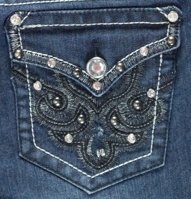 Women Junior's Earl Jean Rhinestone Embellished Capri Jeans