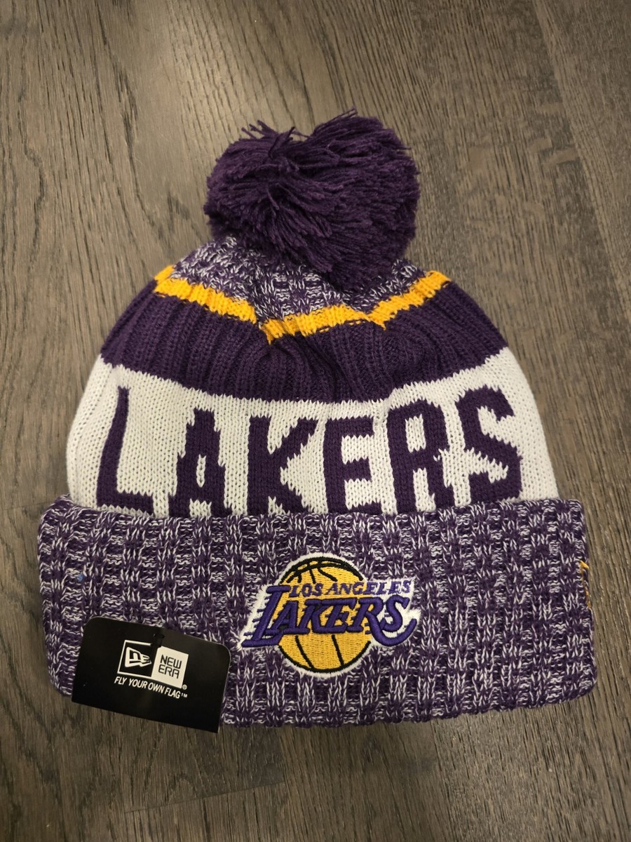 Los Angeles Lakers NBA Basketball New Era Knit Purple Pom Pom Hat