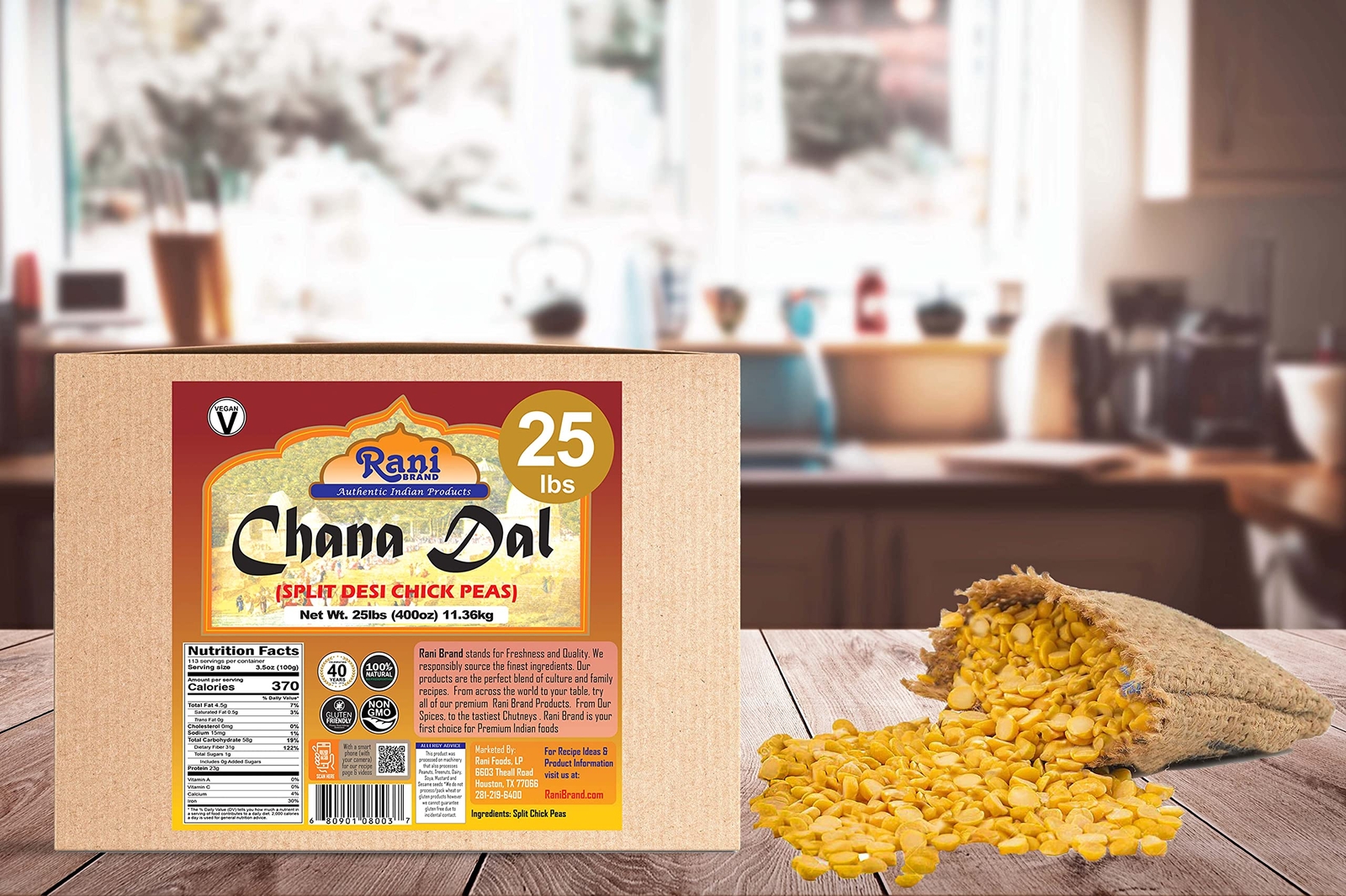 Rani Chana Dal (Split Desi Chickpeas without skin) 400oz (25lbs) 11 ...