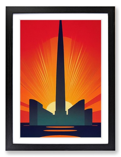 Art Deco Ocean Sunset Prints Black Framed Wall Art Poster Picture Decor Painting - Picture 12 of 14