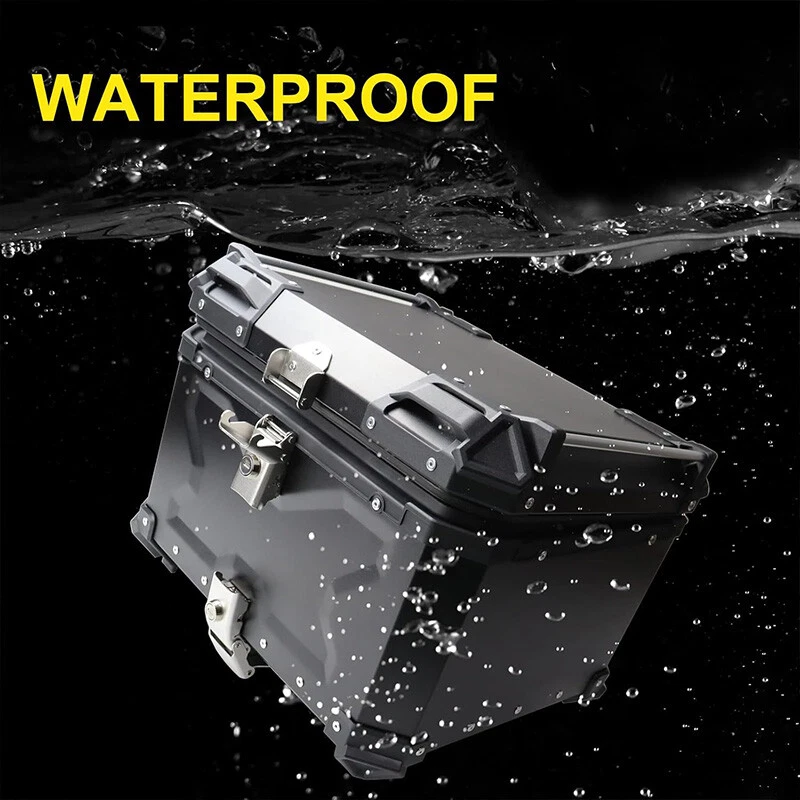 100L Motorcycle Rear Top Box Aluminium Alloy Tail Carrier Luggage Case Black US - Image 4 of 4