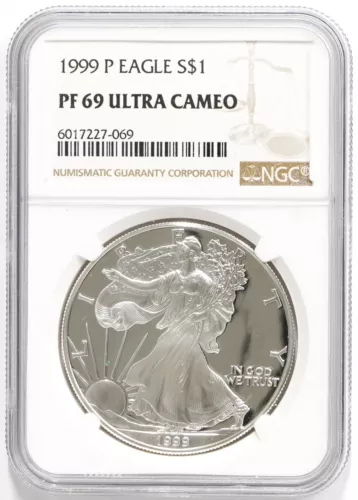 1999 P Proof Silver American Eagle NGC PF-69 Ultra Cameo