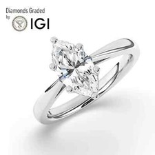 Lab-Grown Marquise Solitaire Diamond Engagement Ring 14k White Gold 3 Ct