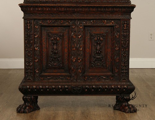 Antique French Renaissance Revival Finely Carved Walnut Cabinet - Picture 6 of 12