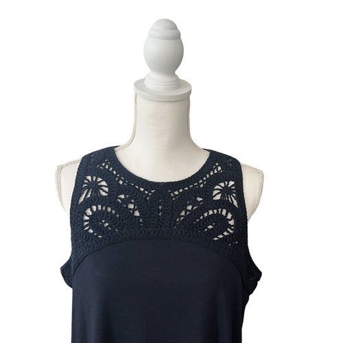 J. Jill Maxi Dress Womens Navy Blue Sleeveless Crochet Pullover NWT Sz MP - Picture 9 of 22
