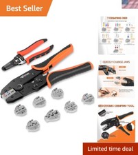9 PCS - Ratcheting Wire Crimper - Quick Exchange Jaw for Heat Shrink, Open Ba...