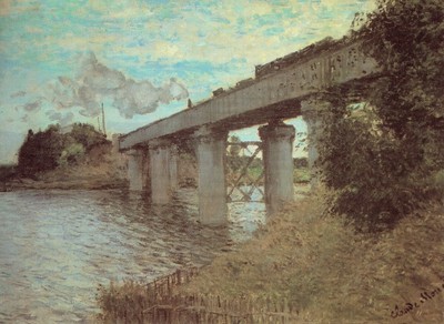 Claude Monet - Die Eisenbahnbrücke bei Argenteuil 1874 Poster Leinwand Film Film Pr