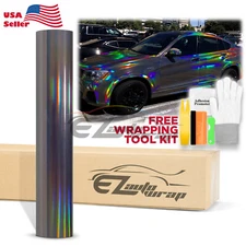 Holographic Black Rainbow Neo Chrome Car Vinyl Wrap Air Bubble Free Sticker DIY