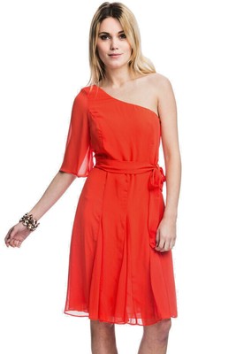 burnt orange one shoulder dress