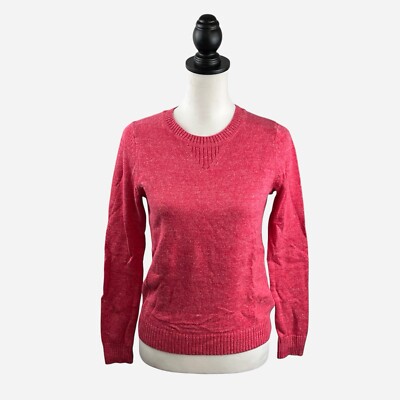 GAP Sweater Womens S Marled V-Stitch Dorito Neckline Dark Pink Red Cotton NEW