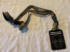 Marvel Comics/Bioworld -Black Panther -Black  Gold Lanyard and ID Holder-New