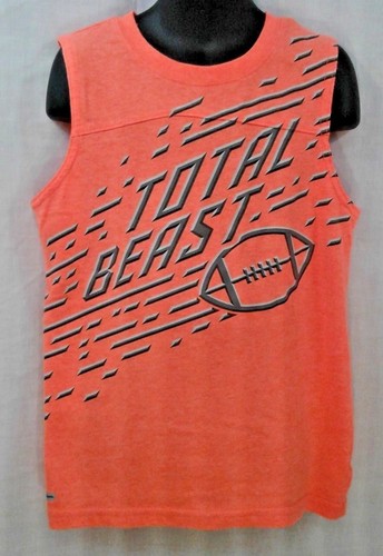 Jumping Beans Boy's 7X Muscle T-Shirt Tank Neon Orange "Total Beast" Football - Picture 3 of 7