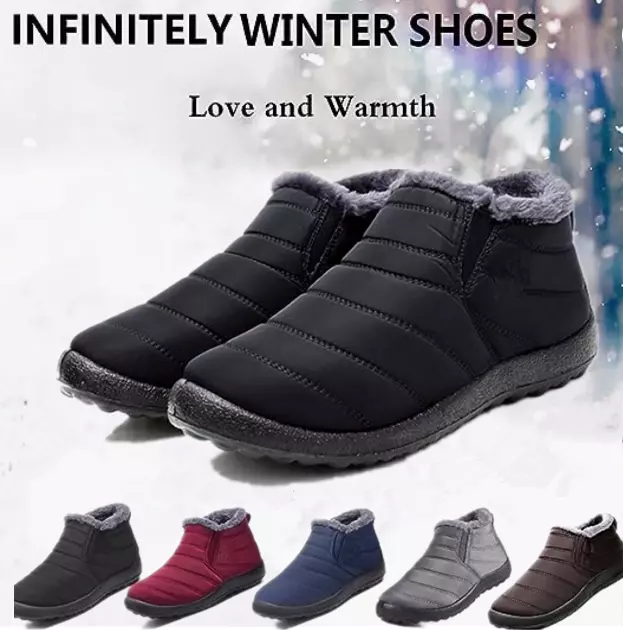 Boojoy Winter Boots, Men Womens Waterproof Non-slip Outdoor Fur Lined Snow  Shoes