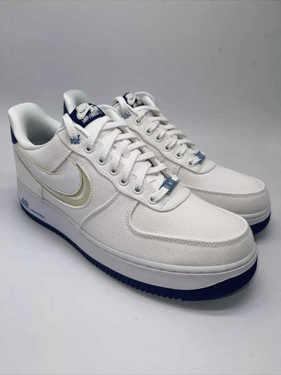 Nike Air Force 1 Low White Canvas Navy DB3541-100 Size 9.5 | eBay
