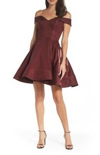 NEW XSCAPE Off The Shoulder Shimmer Party DRESS SIZE 12 $288 RED NORDSTROM