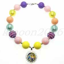 Fashion Women Princess Pendant Chunky Bead Kids Gumball Bubblegum Necklace Gift