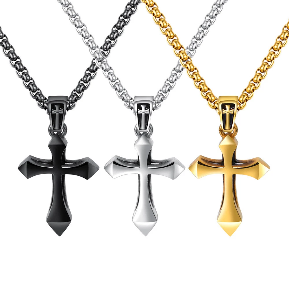Personalized mens clearance cross necklace