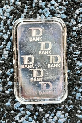 Johnson Matthey JM TD Bank Silver Bar 1 oz 999 Fine Silver -TONED