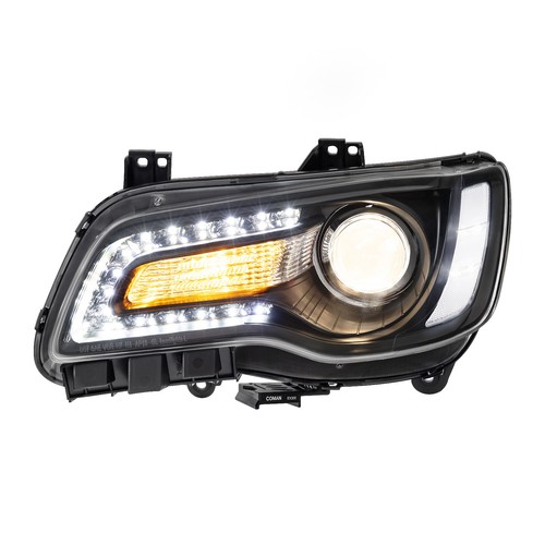 Faros negros LED DRL proyector faros con bombillas para Chrysler 300 2011-2023 - Imagen 6 de 13