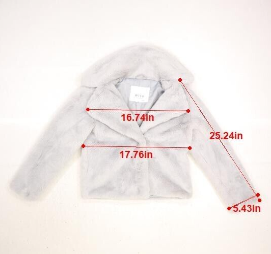 Wish The Label Blue Gray Rider Faux Fur Open Jacket Pockets