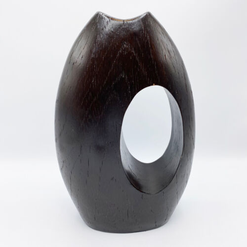 Moderne Holzoptik Vase mit asymmetrischem Design - organische abstrakte Skulptur - Bild 1 von 12