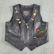 XPERT Performance Gear Biker Leather Vest L535  HD Pins Patches Woman's Sz XL
