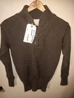 Vintage WW2 Era US Military High Neck Brown Wool Knitted Sweater Medium