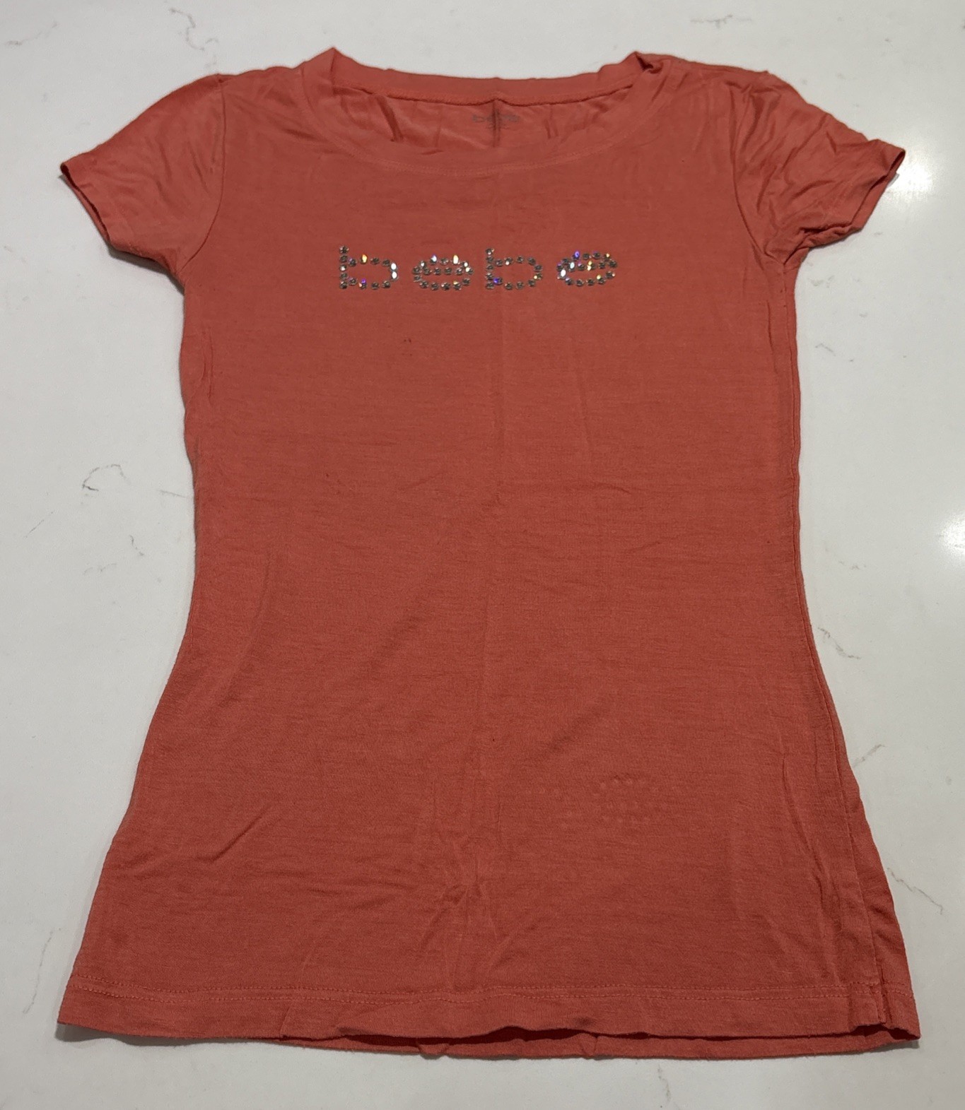 bebe Basic Rhinestone Embellished bebe Logo Short… - image 1