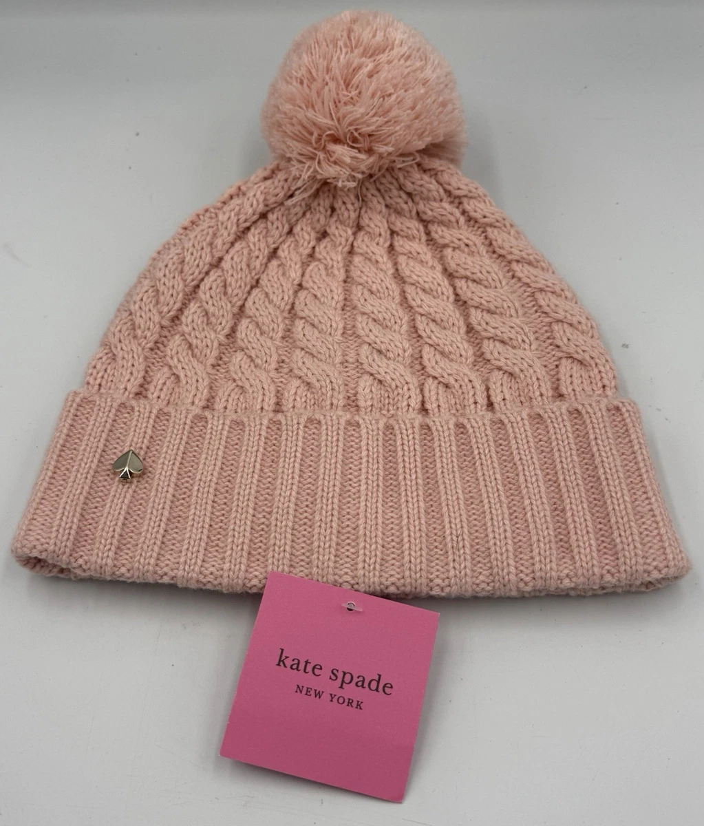 Kate Spade NY Brrr Beanie Knit Hat Faux Fur Pom Pom English Rose Balletcore Cozy Kate Spade Hat Beanie BRRR English Rose Winter Outdoor  main image 3