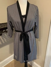 Marilyn Monroe nightgown robe set chemise stretch poly blend black white medium