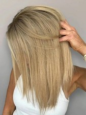 Natural Hairline Ombre Blonde Brown 100 Human Hair 13X4 Lace Front Wigs