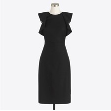 J. Crew Flutter Sleeve Wool Dress 0 Black