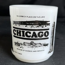 Chicago Glasbake Milk Glass Mug Vintage Souvenir