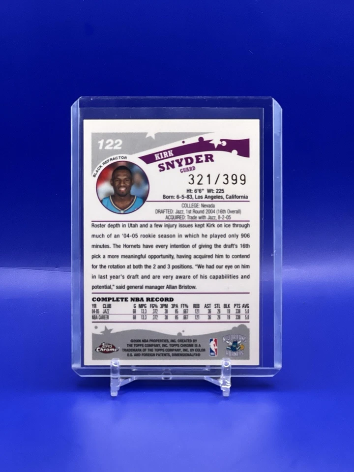 Kirk Snyder 2005-06 Topps cromo negro refractor #54/399 Hornets Foto 2 de 2